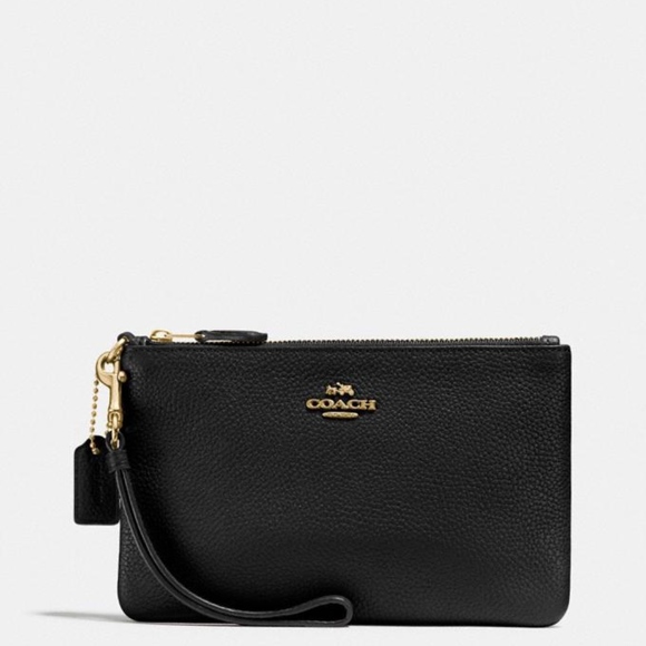 Coach Handbags - Coach Pebbled Leather Wristlet Clutch in Black